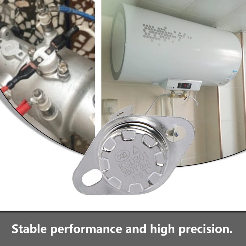 Aopin Thermal Control Switch KSD301 Normally Closed NC 170 Degrees 250V High Current 25A Thermostat Temperature Switch 2pcs - Image 4